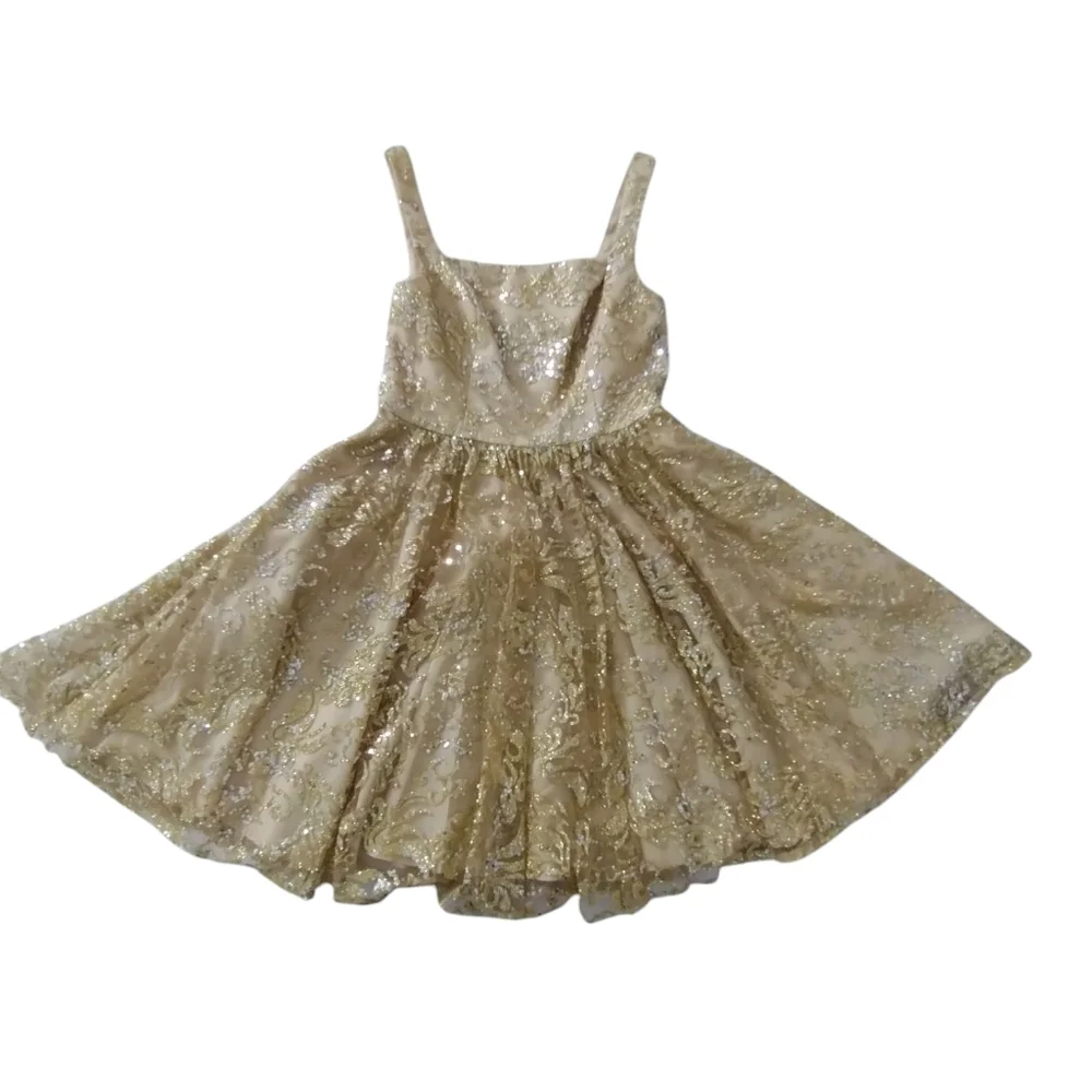 Fifteen Roses Women's Embellished Gold Sequin Prom Formal Dress Size 8 Avant Gar